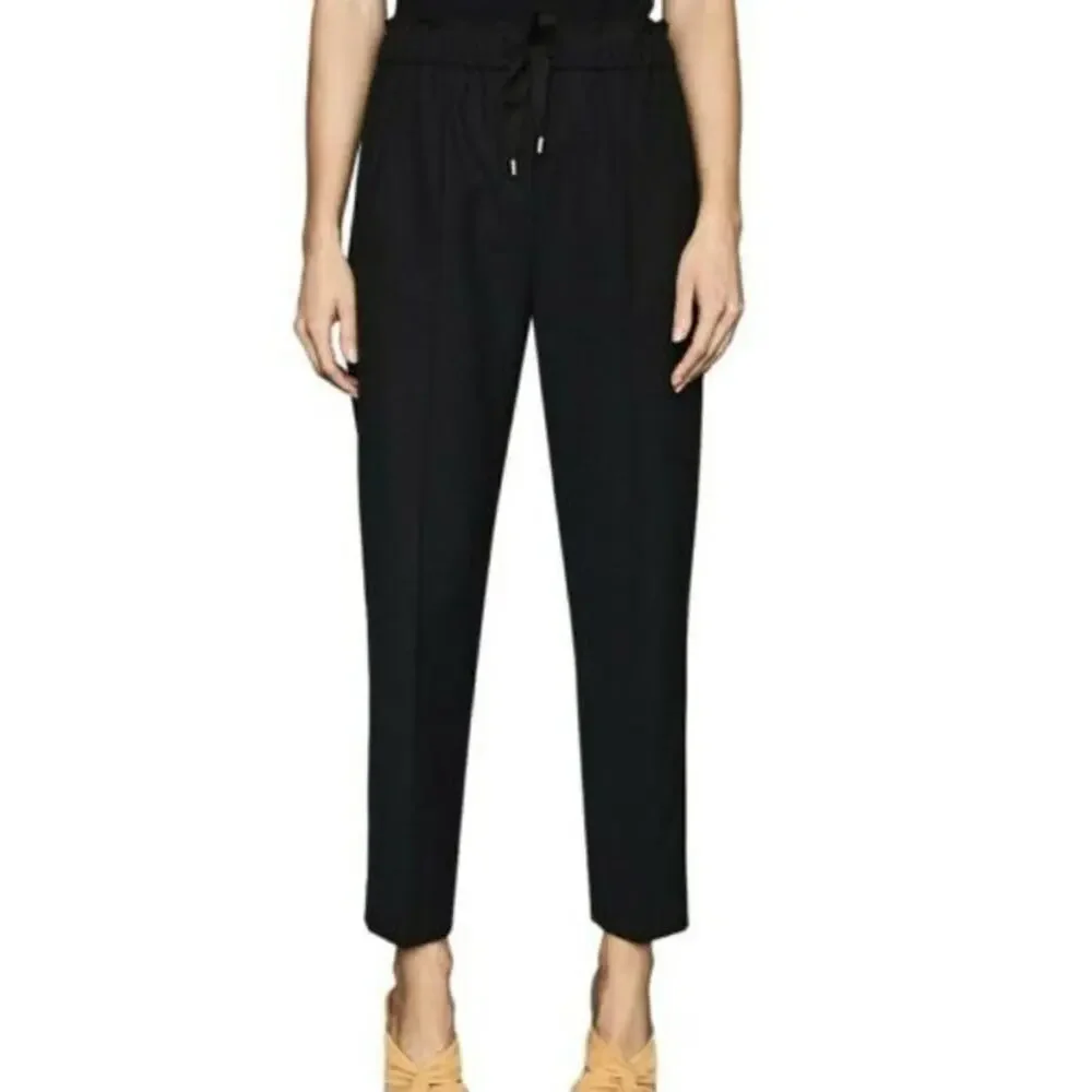 Reiss Black Wool Blend Pull-On Tapered Pant Drawstring Size 6 NWOT